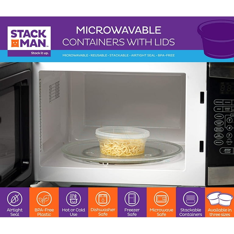 Stack Man [48 Pack, 8 oz] Plastic Deli Food Storage Slime