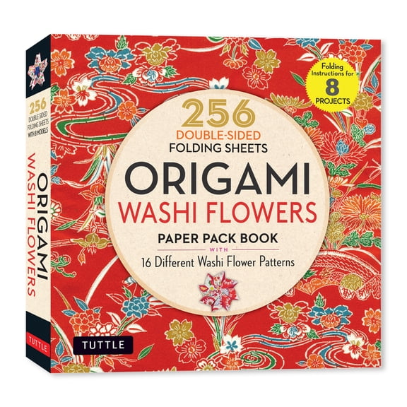Origami Washi Flowers Paper Pack Book: 256 Double-Sided Folding Sheets (Includes Instructions for 8 Models), (Paperback)