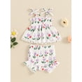 thumbnail image 3 of FEORJGP Kids Toddler Baby Girls Summer 2PCS Outfits 0 3M 6M 12M 18M Infant Sleeveless Camisoles Tulip Print Ruffled Hem Cami Tops PP Shorts Sets Newborn Fashion Cute Casual Clothes for Daily Vacation, 3 of 9