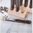 thumbnail image 5 of Especiero con juego de tubos de ensayo de especias de vidrio, estante de exhibición sellado multifuncional de 4 tubos para granos de café, para estante de mesa de madera, 5 of 5