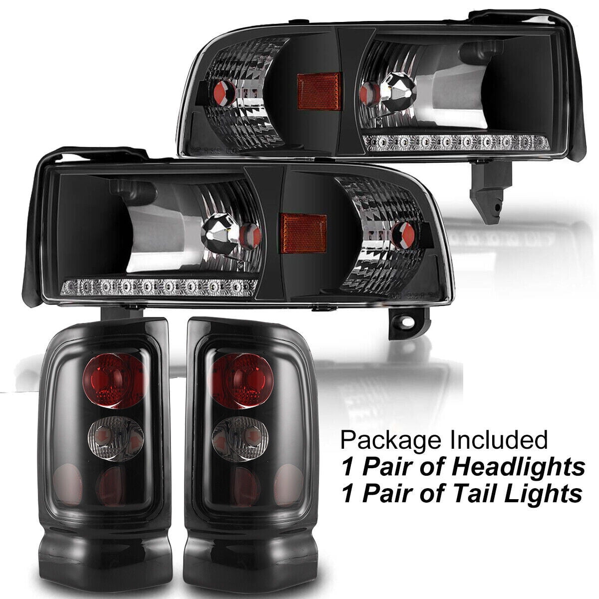 LED Headlights Corner & Tail Lights Set Assembly For 19942002 Dodge
