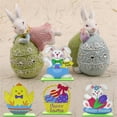 thumbnail image 5 of 4 Piece Easter Wooden Table Decorations Centerpieces, Standing Bunny Chicks Flower Eggs Spring Ornaments With Reusable Design, Suitable For Indoor Party Table Living Room Bedroom, 5 of 6