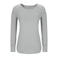 thumbnail image 5 of Olyvenn Stylish Womens Tunic Tops Long Sleeve Shirts Crew Neck Casual Tshirts Spring Fashion Outfits Basic T-Shirts Gray 6, 5 of 6