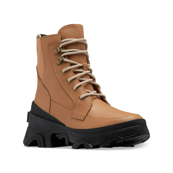 SOREL Womens Brown Mixed Media 1-1/2" Platform Waterproof Padded Removable Insole Back Pull-Tab Arch Support Slip Resistant Brex Round Toe Block Heel Lace-Up Leather Boots Shoes 6