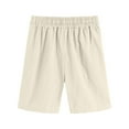 thumbnail image 4 of Sopiago Bermuda ShortsGirls Knee Length Shorts Straight Leg Long Shorts Loose Casual Solid Drawstring Elastic Waist Short Pants (Beige,13-14 Years), 4 of 5