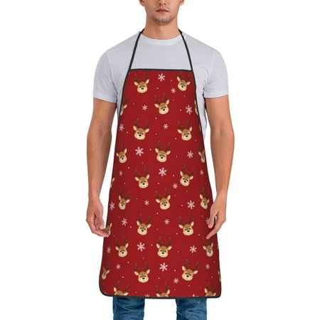 

Matuu Christmas Deer B for Cooking Apron for Men and Women Adjustable Strap and Waist Ties for Baking Cooking Gardening