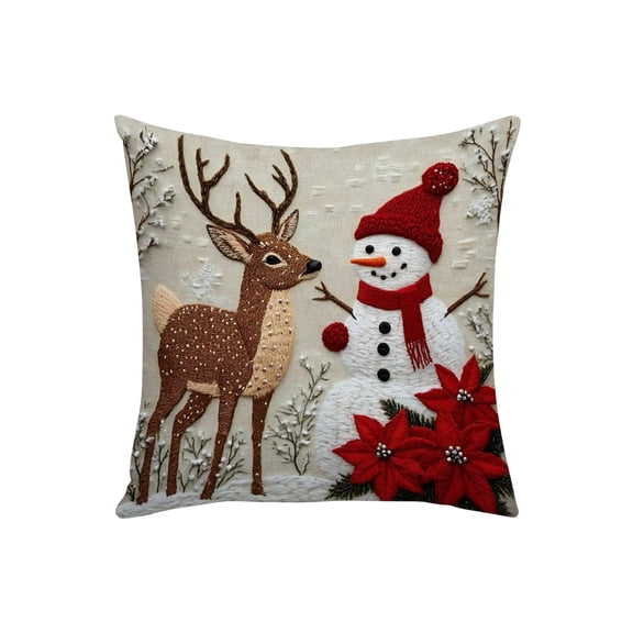 TanSiDing 3pcs Christmas Linen Pillow Set - Soft Festive Decorative Cushions for Sofa, Living Room & Home Decor 45*45cm