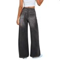 thumbnail image 3 of uublik Womens Jeans High Waisted Straight Jeans Loose Wide Leg Stretchy Denim Pants with Pockets, Gray, 3 of 5
