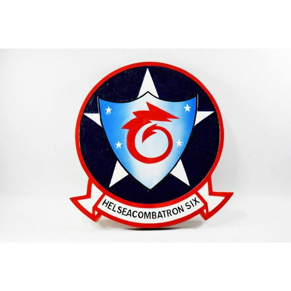 HSC-6 Indians Plaque, 14, Mahogany, Navy