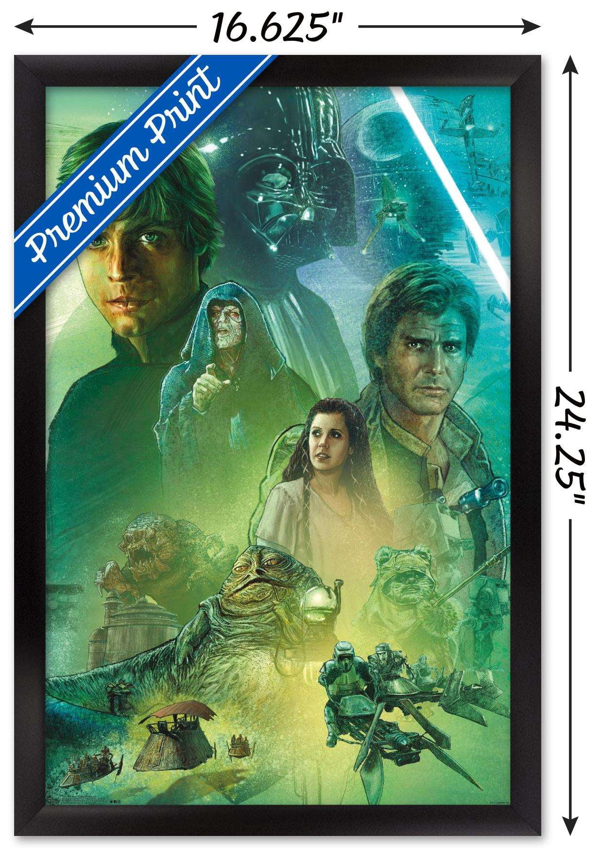 Star Wars: The Return Of The Jedi - Celebration Mural Wall Poster, 14.725" x 22.375", Framed