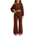 thumbnail image 4 of Kiijoy Girls Outfits Bow Off Shoulder Cropped Sweatshirt Pants Clothes Set, Sizes 5-14, 4 of 4
