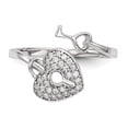thumbnail image 4 of 925 Sterling Silver Cubic Zirconia Cz Heart Lock Key Ring Love, 4 of 8