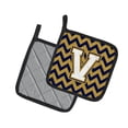 thumbnail image 2 of Carolines Treasures CJ1057-VPTHD Letter V Chevron Navy Blue and Gold Pair of Pot Holders, 7.5HX7.5W, multicolor, 2 of 2