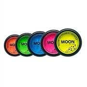 Moon Glow - Blacklight Neon UV Pigment Shaker 0.1oz Set of 5   Glows brightly under Blacklights/UV Lighting! Use on the face/body, as loose eye shadow and for nail art.