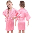 thumbnail image 5 of KYAIGUO Baby Kids Girls Silky Satin Robes Pajamas Youth Summer Solid Color Bathrobe Toddler Medium Length Night-Robe Loungewear,Sizes 2-14Y, 5 of 8