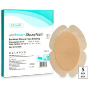 MedVance TM Silicone - Bordered Silicone Adhesive Foam Dressing, Back/Shoulder/Thigh/Abdomen, 6"X8" (4.4"x6.4" Pad), Box of 5 dressings