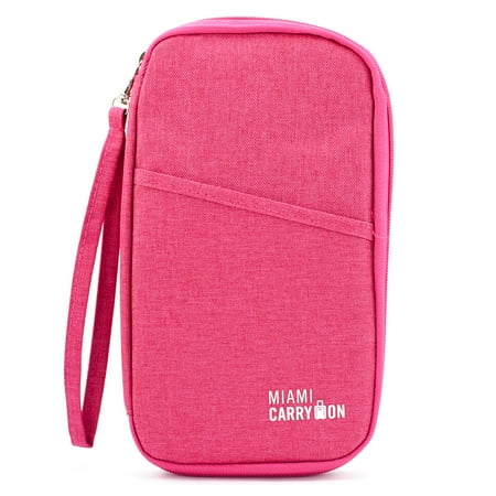 Travel Organizer Travel Wallet - Travel Passport Bag, Travel Wallet Card Organizer - Pink
