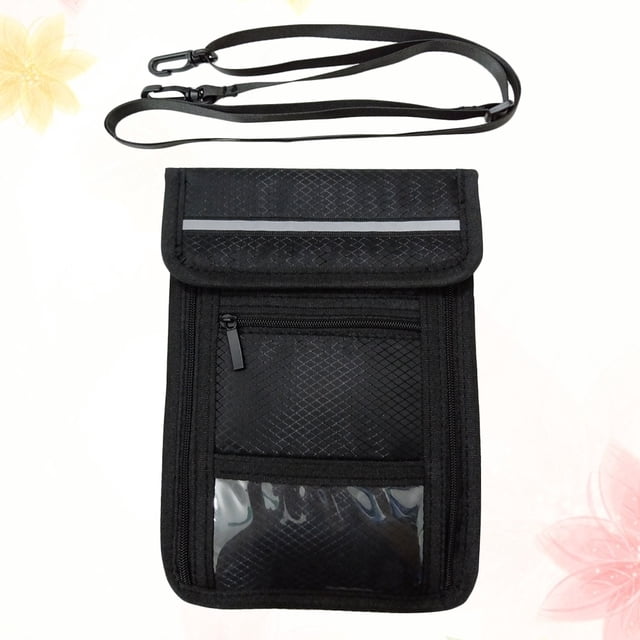 BESTYASH Pochette de Voyage Portable Imperméable pour Documents et Argent Noir 1Pcs