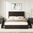 thumbnail image 2 of Amolife Queen Bed Frame with 4 Storage Drawers and Faux Leather Headboard, Brown, 2 of 7