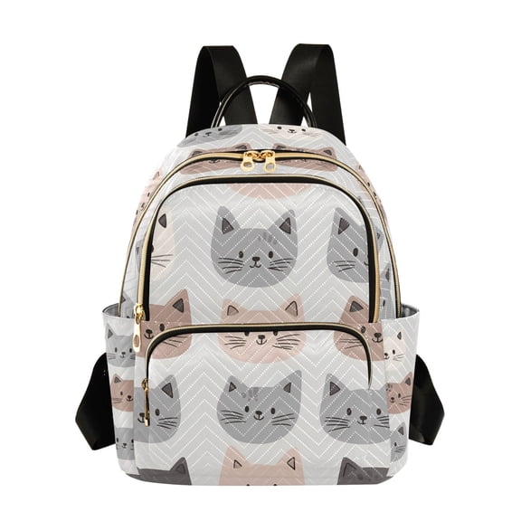FORMRS Mini Backpack Purse for Women Quilted Travel Daypack Casual Shoulder Bag, Gray Cat Pattern