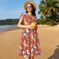 thumbnail image 4 of Balery Cute Poodle Dog Vestidos sueltos de manga corta para mujer, vestidos de verano 2025, vestidos casuales de corte A con vuelo., 4 of 6