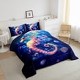 thumbnail image 3 of Homewish Dreamy Seahorse Animal Bedding Comforter Set for Kid, Navy Seashell Starfish Twin Comforter Sets, Flower Floral Reversible Bedding Set, Super Cozy Room Decor, 2pcs, 3 of 8
