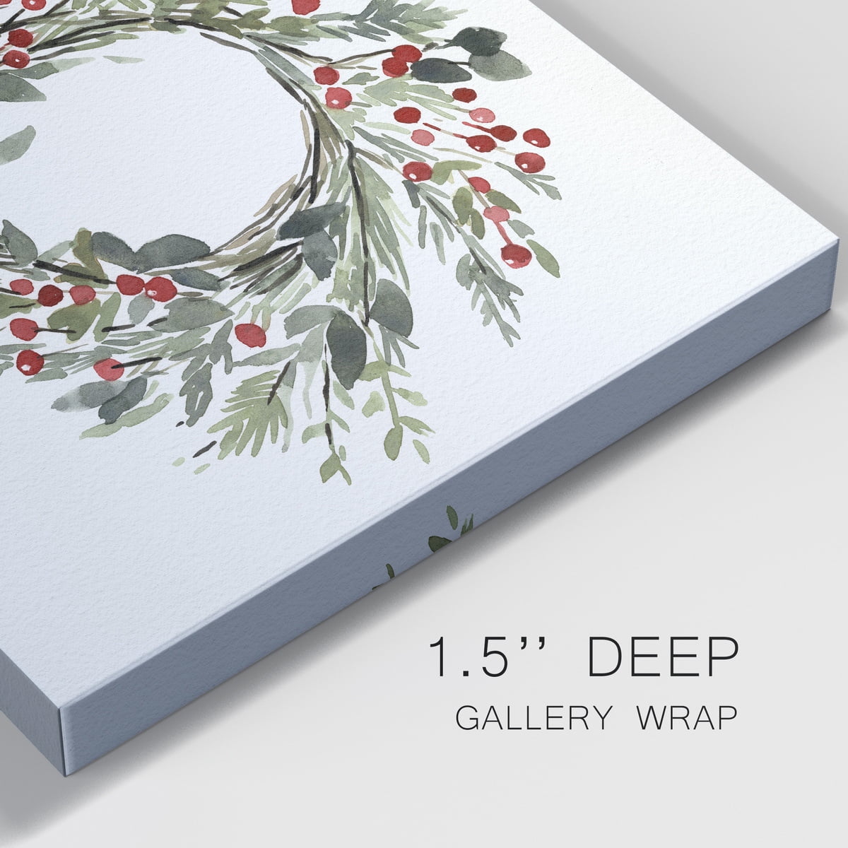 Holly Farmhouse Wreath II- Gallery Wrapped Canvas