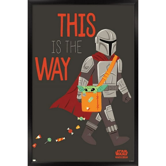 Star Wars: The Mandalorian - Mando Trick Or Treat Wall Poster, 22.375" x 34", Framed