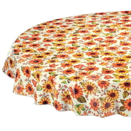 

Sunflower Harvest Vinyl Table Cover by Chef s Pride 70 Round