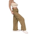 thumbnail image 4 of Women Solid Color Cargo Pants  High Waist Straight-leg Buckle Jeans with Pockets  Khaki/ Brown, 4 of 6