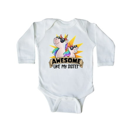 

Inktastic Awesome Like My Sister Cute Unicorn Family in Sunglasses Gift Baby Boy or Baby Girl Long Sleeve Bodysuit