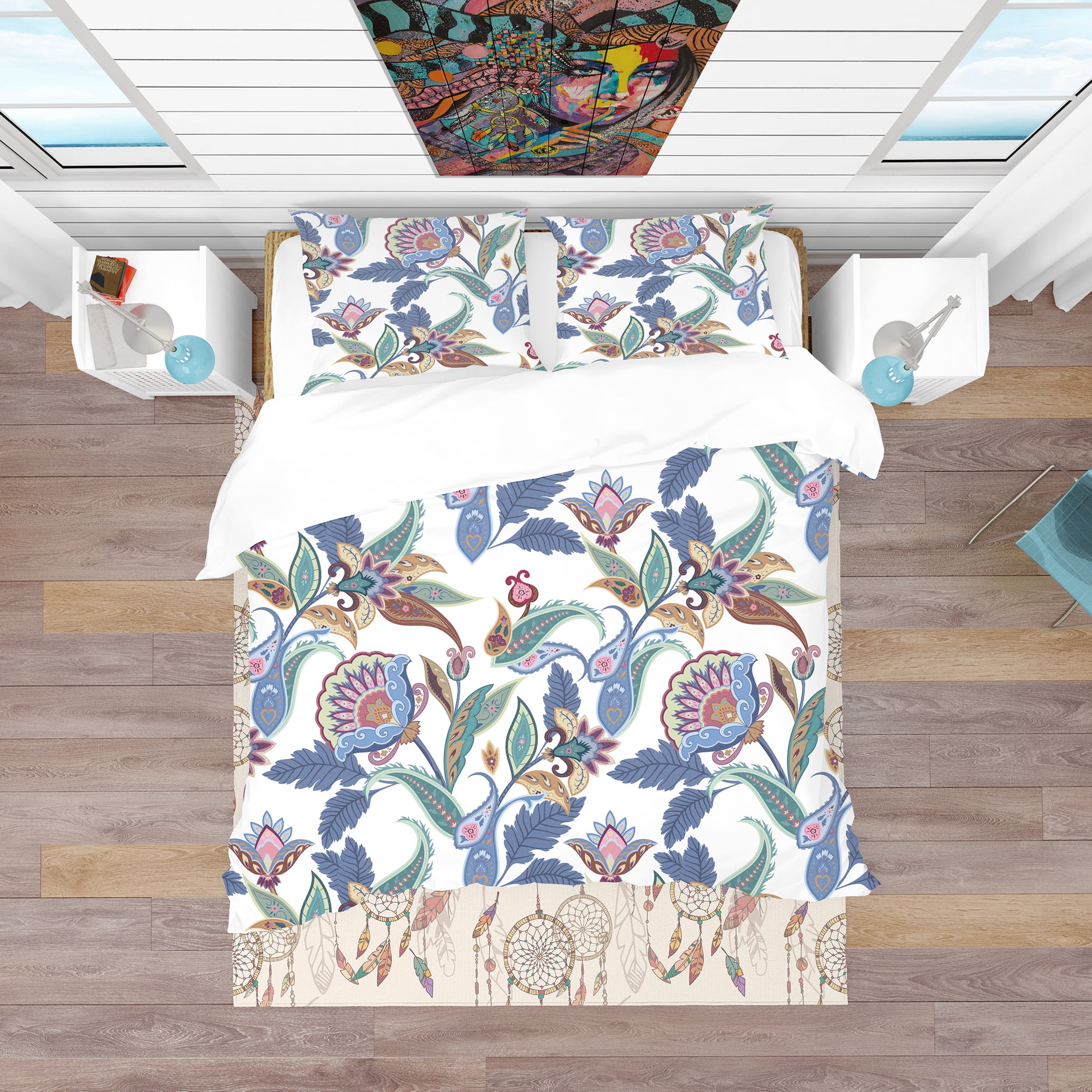 Designart 'Fantasy Flowers Paisley Pattern' Vintage Duvet Cover Set