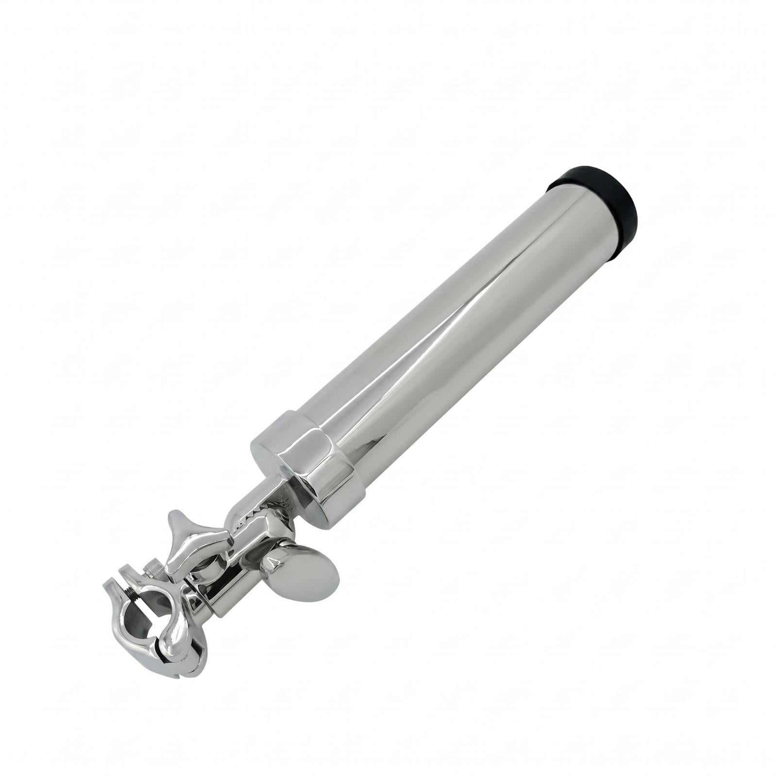 QccHieUs Clamp-Mounted Fishing Rod Holder Mirror-Finish Silver Finish Stainless Boat Rod Holder Adjustable Knob for Yacht Pipe Clamp Mount