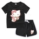 thumbnail image 4 of Nuevo traje de Hello Kitty, camiseta bonita de dibujos animados + Pantalones calientes informales, camisa de fondo de dos piezas absorbente de sudor de algodón caramelo para niños, 4 of 5