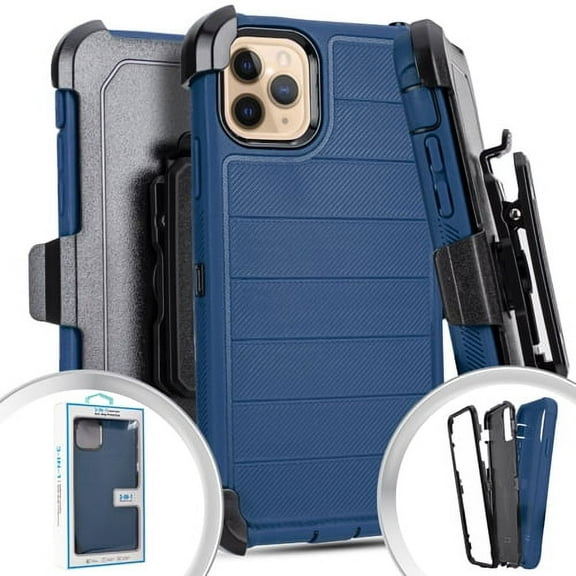 GSA Textured Stripe Holster Case for iPhone 11 Pro Max (6.5") - Blue/Black