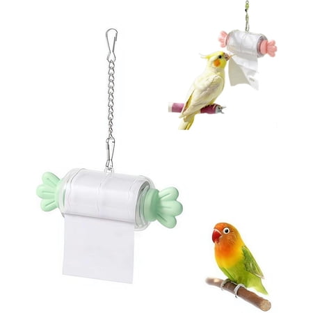 Bird Shredding Toys, Parrot Chewing Toy with Hanging Chain, Interactive Chewing Accessory, Candy Shredder, Bird Foraging Roll Paper Holder for Parakeet Cockatiel Conure Lovebird