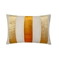 thumbnail image 4 of Decorative Gold 12"x16" (30x40 cm) Lumbar Pillow Cover, Linen & Velvet Color Blocking & Patchwork Oblong Pillow, Striped Pattern Modern Style - Swathe Gold, 4 of 10