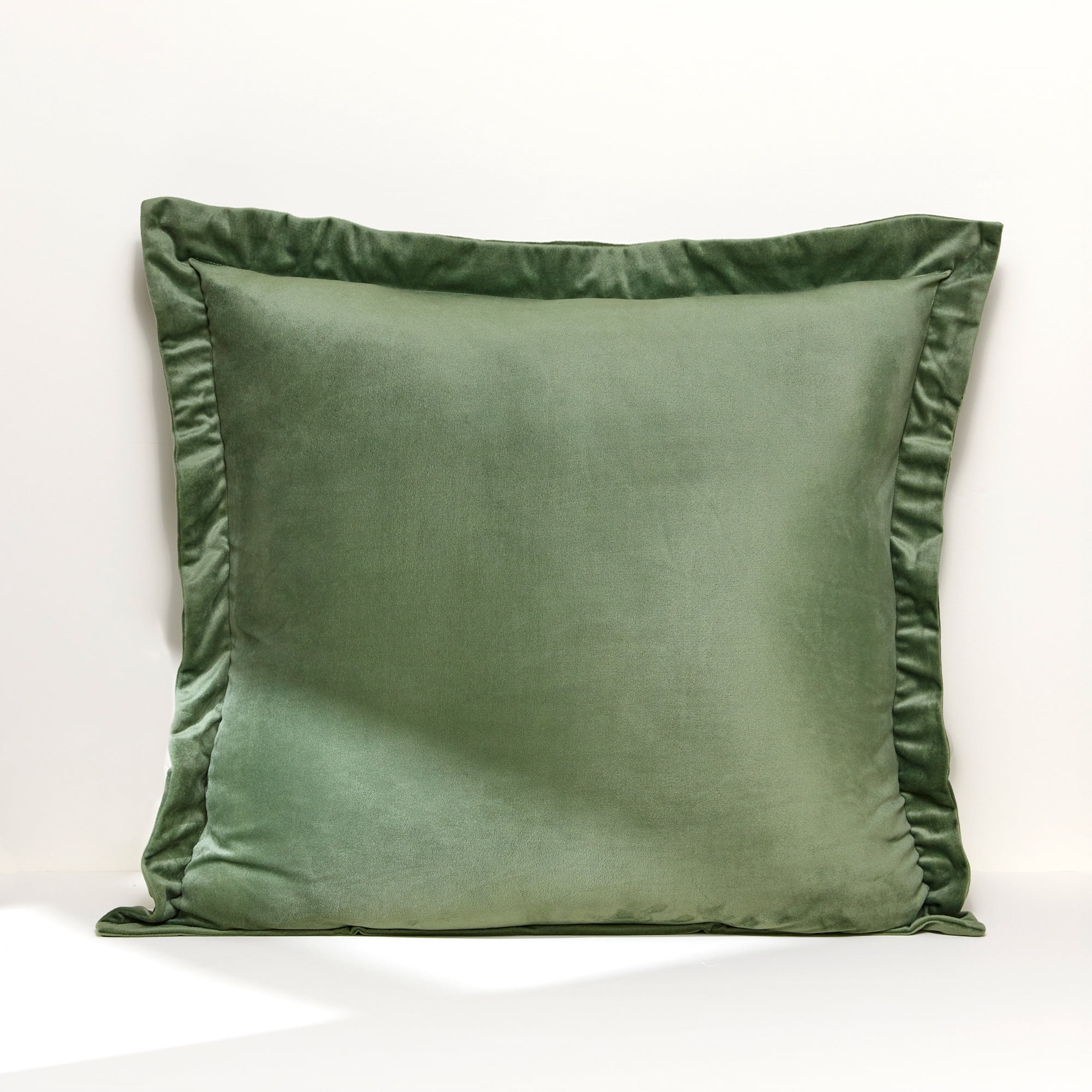 Lush Decor Velvet Dreams Euro Sham Covers 2 Piece Set 25.5" W x 25.5" L + 1.5" Sage - Green Velvet Pillow Cover - Euro Pillow Covers - Glam Decorative Pillows for Bed