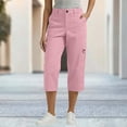 thumbnail image 4 of QATAINLAV Pink Capri Pants for Women High Waisted Slim Fit Rolled Hem Cropped Trousers Summer Cargo Capris Pant with Pockets XL, 4 of 9