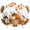 Red, variant on Round Table Cover 36-44 Inch Pumpkins Fall Waterproof Reusable Table Cloth Round Fitted Vinyl Tablecloth with Elastic Edged for Parties Outdoors, Thanksgiving Wooden Leaves Checkered