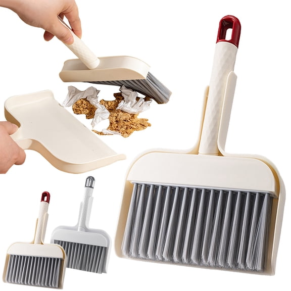 CPHDW7 Mini Dustpan and Brush Set, Compact Desktop Cleaning Kit for Desk Table, Small Whisk Broom for Home Office Kitchen