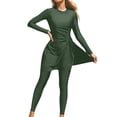 thumbnail image 3 of MuXiKeJi Clothes Womens Modest Two-Piece Swimsuit with Long Sleeve Side Split Crew Neck Swim Top and Leggings Swimsuits, 3 of 5