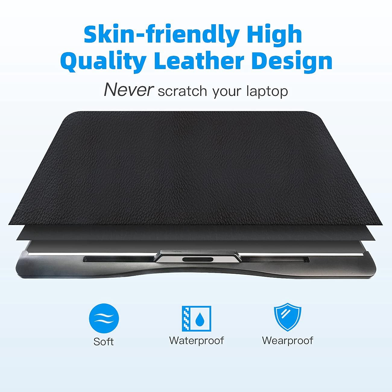 Laptop Bed Tray Table [luxury Pvc Leather]  Adjustable Desk For Foldable Lap With 2 Drawers Multifunctional Working Eating Writing Gaming Drawing (black)