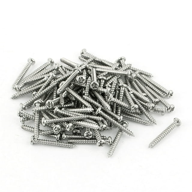 Unique Bargains 100 Pcs M2 x 15mm Steel Phillips Round Head Self Tapping Screws Bolts