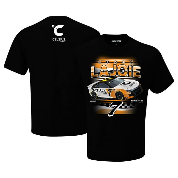 Men's Checkered Flag Sports Black Corey LaJoie Celsius Car T-Shirt