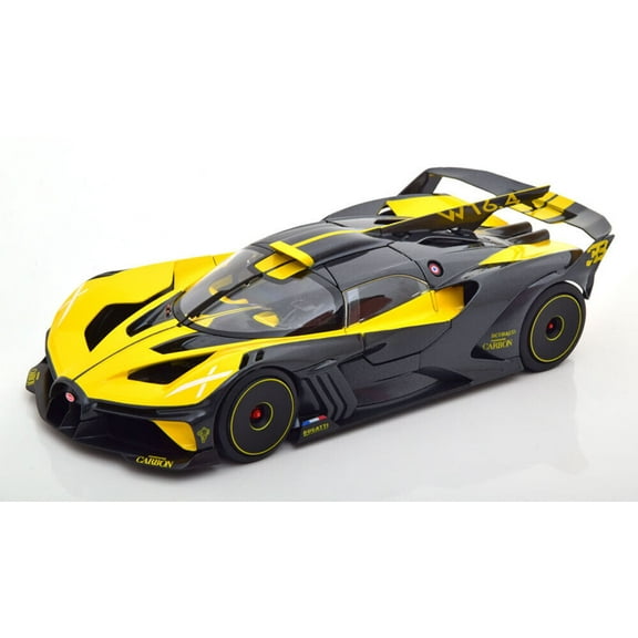 Bugatti Bolide Yellow and Carbon Gray 1/18 Diecast Model Car by Bburago