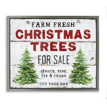Stupell Industries For Sale Christmas Trees Holiday Painting Gray Floater Framed Canvas Art Prints Wall Art, 31 x 25