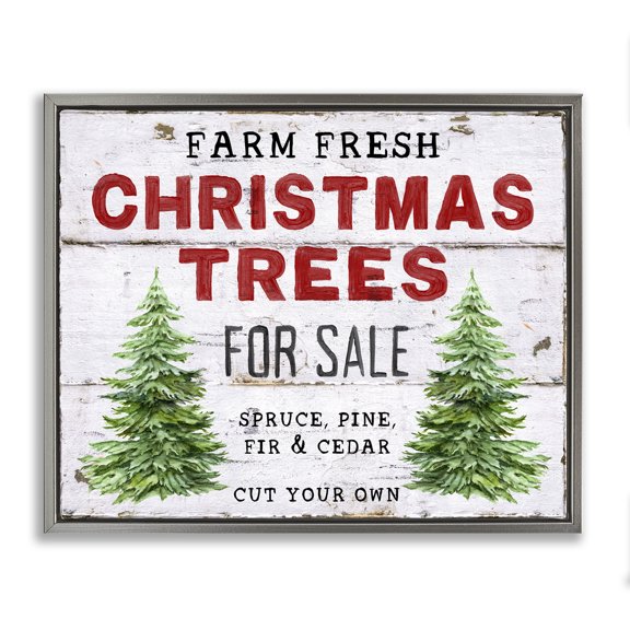 Stupell Industries For Sale Christmas Trees Holiday Painting Gray Floater Framed Canvas Art Prints Wall Art, 31 x 25