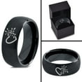 thumbnail image 4 of Tungsten Flower Heart Band Ring 8mm Men Women Comfort Fit Black Dome Brushed Polished, 4 of 4