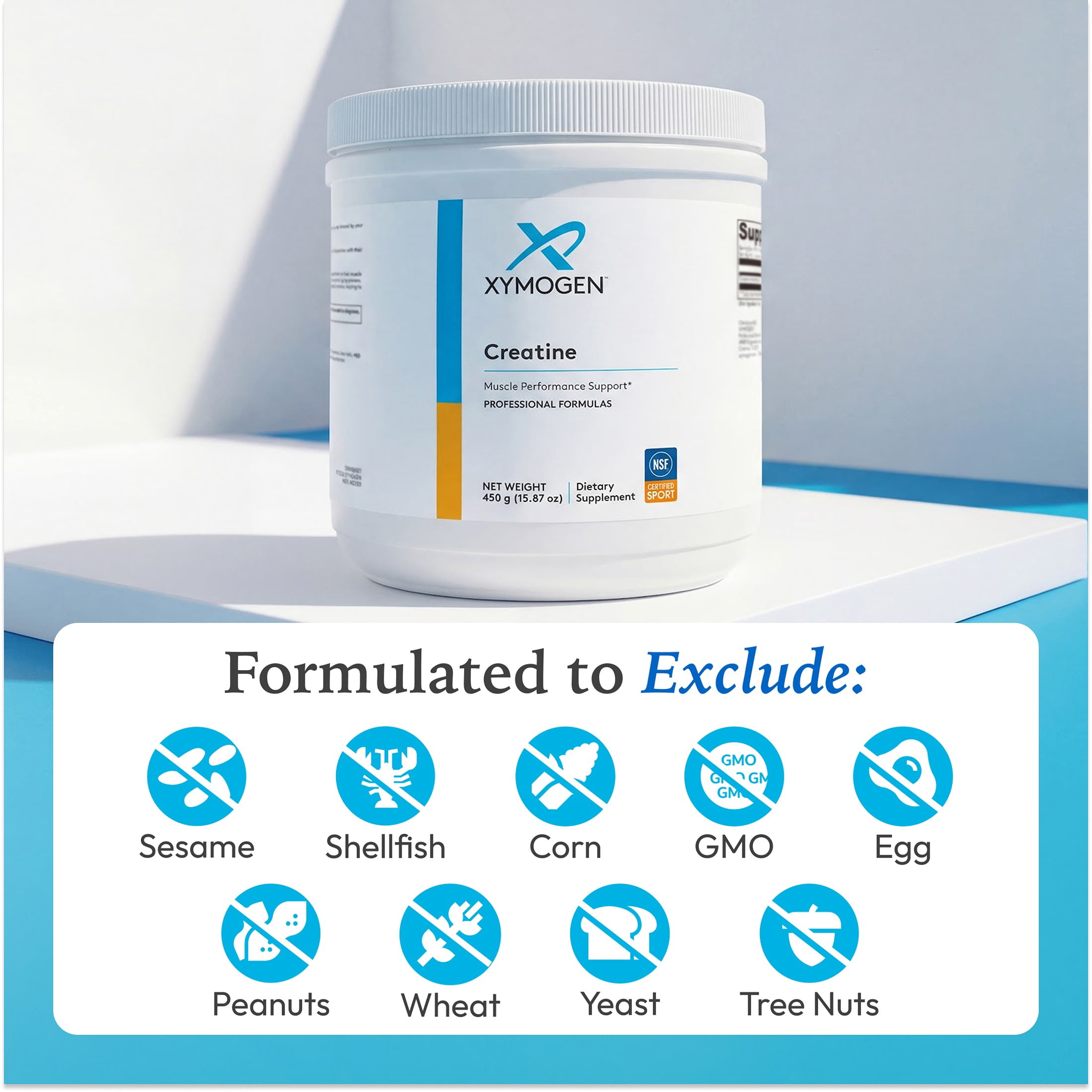 XYMOGEN Creatine - Creatine Powder for Muscle Support - Daily Supplement for Strength, Stamina & Lean Muscle Mass - Unflavored Powder - Gluten-Free & Dairy-Free - 90 Servings